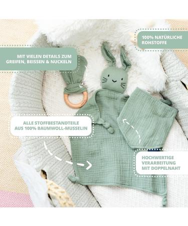 Buy Amari Cuddly Towel (Turquoise Hare) with Bite Ring & Bib - Perfect Baby Gift Set for Newborns & Girls - Sniffer Towel for Baby Parties - Buy Online on GoSupps.com