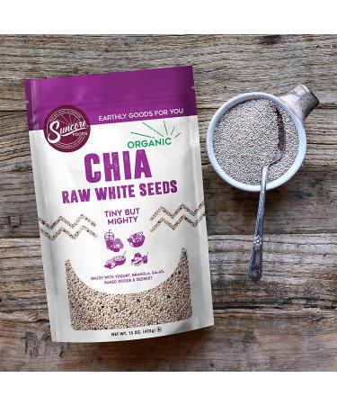 Suncore Foods Organic Raw White Chia Seeds 15oz - Gluten-Free, Non-GMO, Kosher - Buy Online on GoSupps.com