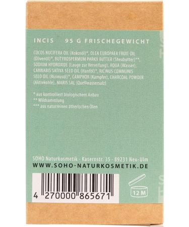 SOHO Naturkosmetik "Triko" face soap with activated carbon solid soap with camphor vegan facial cleansing for combination skin - Buy Online on GoSupps.com