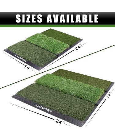 CHAMPKEY Professional Tri-Turf Golf Hitting Mat | Heavy Duty Rubber Backing | Indoor & Outdoor Practice Mat 16x24 PRO Version - Buy Online on GoSupps.com