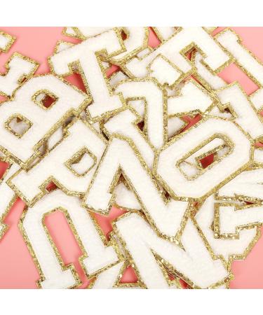 White Letter Chenille Patches - 26PCS Self-Adhesive Iron on Letters, Varsity Alphabet Embroidered Applique for Clothing and Accessories - Buy Online on GoSupps.com