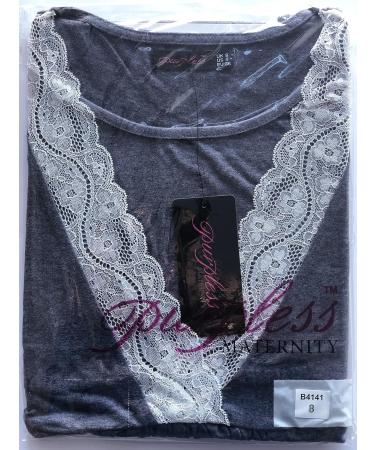 Purpless Maternity V-Neck Lace Detail Nightdress - Indigo Melange | Pregnancy & Nursing 4141n 8 - Buy Online on GoSupps.com