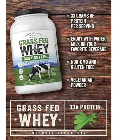 Carlyle Grass Fed Whey Protein Powder | 2lb | 33g Protein | Unflavored | Sugar-Free Hormone-Free Non-GMO Gluten-Free | Herbage Farmstead - Buy Online on GoSupps.com
