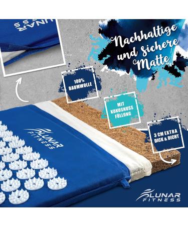 Lunar Fitness Acupress Mat Set - Sustainable Coconut Fiber | Relaxation & Pain Relief for Back & Neck | Includes Pillow Instructions Towel & Carrying Bag - Buy Online on GoSupps.com