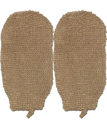 2 PACK 100% Natural Exfoliating Hemp Glove Mitt Mitten - Bath Sponge Scrubber Remove Dead Skin - Deep Clean & Invigorate Your Skin - Machine Wash and Dry - Double Sided Available