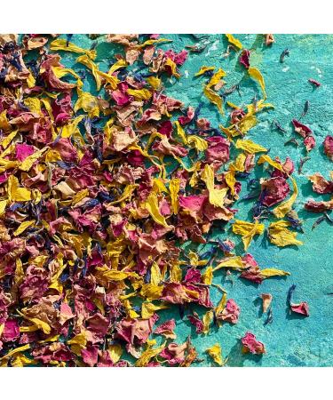 Edible 'Pixie Blush' Yellow Marigold Pink Rose with Blue Cornflower Dried Flower Petal Mix - 50g - Food Grade - Culinary - Cake - Bake - Decoration (312) - Buy Online on GoSupps.com