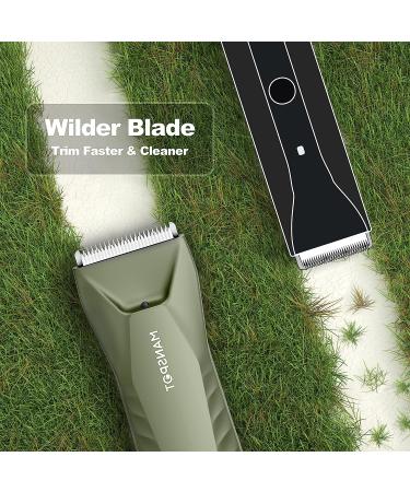 Manspot Electric Groin & Ball Trimmer - Waterproof, Replaceable Ceramic Blades, Standing Recharge Dock, Metallic Green - Buy Online on GoSupps.com