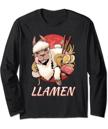Llamen funny Japanese Ramen Noodles Llamen Long Sleeve T-Shirt