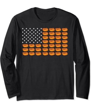American Flag Patriot US Hotdog Bun Ketchup Mustard Mayo Long Sleeve T-Shirt