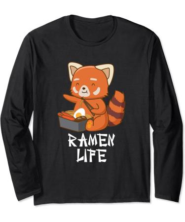 Ramen Life Red Panda Japanese Food Anime Soba Noodles Long Sleeve T-Shirt - Buy Online on GoSupps.com