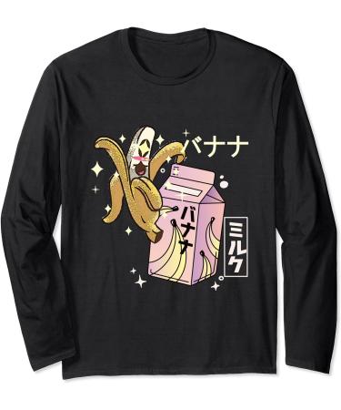 BANANA MILK CARTON FUNNY RETRO 90s KAWAII Long Sleeve T-Shirt