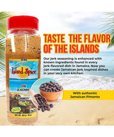 Island Spice Jerk Seasoning 32oz - Authentic Jamaican Pimento Dry Rub - Gluten-Free & Vegan - Ideal for Chicken, Pork, Beef, Seafood, & Vegan Dishes - Buy Online on GoSupps.com