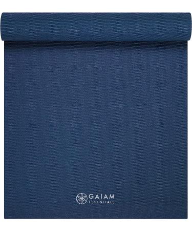 Gaiam Essentials Premium Yoga Mat with Carrier Sling - 72 L x 24 W x 1/4 Thick - Navy - Buy Online on GoSupps.com