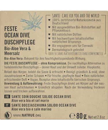  Sante Naturkosmetik SANTE Naturkosmetik Solid Shower Soap Vegan Formula with Organic Aloe and Sea Salt Shower Treatment Ocean Dive 1 x 80g - Buy Online on GoSupps.com