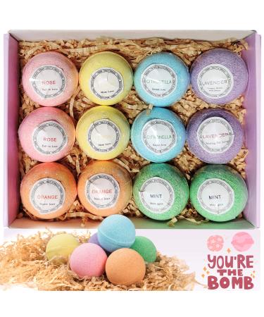 Bath Bombs Gift Set TTRwin 12 Fizzy Bubble Bath Bath Bombs Organic Natural Vegan Spa Bath Bomb Kit with Different Organic Essential Oils Birthday Gift idea for Her Women Men Kids and Teen Girls Lemon 12 Count (Pack of 1)