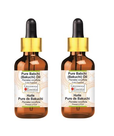 Greenwood essential natural Babchi (Bakuchi) oil (psoralea coryylifolia) with glass droppers Natural pure therapeutic quality cold -pressed (pack of Two) 100ml x 2 (6.76 oz)