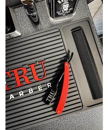 TRU BARBER Professional Straight Razor | Durable Blade with 1.5mm Exposure - Black/Red - Ideal for Barbers & Shaving Enthusiasts - Buy Online on GoSupps.com