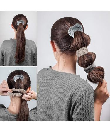 Belle Vous 12 PCS Velvet Hair Ties - Soft Scrunchies for All Hair Types - Colorful Rubber Bands for Women - Blue & Gray - Buy Online on GoSupps.com
