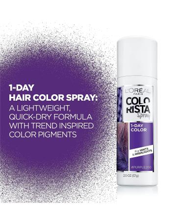 L'Oreal Paris Colorista Purple Temporary Hair Color Spray 2oz - Washable & 1-Day Wear - Buy Online on GoSupps.com