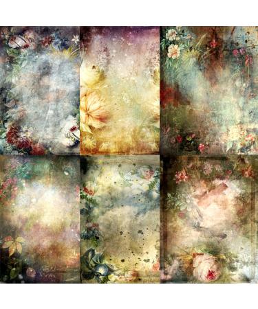 Vintage Theme Mulberry Rice Paper, 8 x 10.5 inch - 6 x Different Printed Mulberry Paper Images 30gsm Visible Fibres for Decoupage Crafts Mixed Media Collage Art