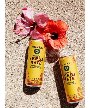 Guayaki Yerba Mate Sparkling Clean Energy Drink 12oz Cans (Pack of 12) - Organic Classic Gold with 120mg Caffeine - Buy Online on GoSupps.com
