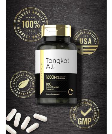Carlyle Tongkat Ali 180 Quick Release Capsules | 1600mg Non-GMO Gluten Free Supplement for Energy & Wellness - Buy Online on GoSupps.com
