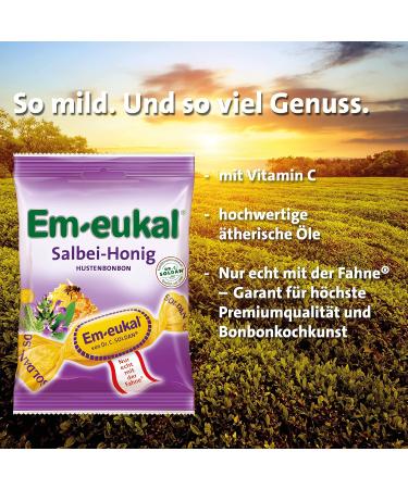 EM-eukal Sage Honey Coughing Candy 75g - Fine Sage Extract Acacia Honey & Vitamin C - Soothing Cough Relief - Buy Online on GoSupps.com