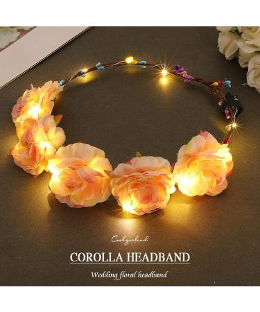 Fashband Flower Crown Headbands Light up Wreath Garland Headband Glow Hair Accessories Party Headdress for Women and Girls (Yellow) - Buy Online on GoSupps.com