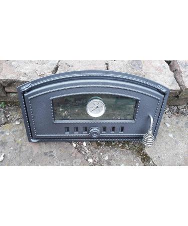 Premium BBQ Rolling Pizza Oven Door 490x280 | Cast Iron & Glass + Thermometer | Ideal for Bread & BBQ Cooking - Buy Online on GoSupps.com