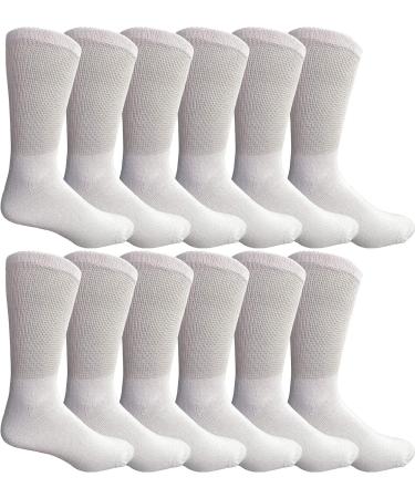 Yacht & Smith Soft Cotton Diabetic Socks 12 Pack White Crew 9-11 - Buy Online on GoSupps.com