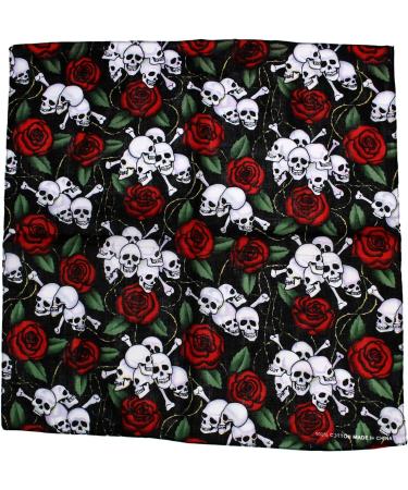 Zac's Alter Ego Alternative Skull & Red Roses Print Bandana/Face Mask - Buy Online on GoSupps.com