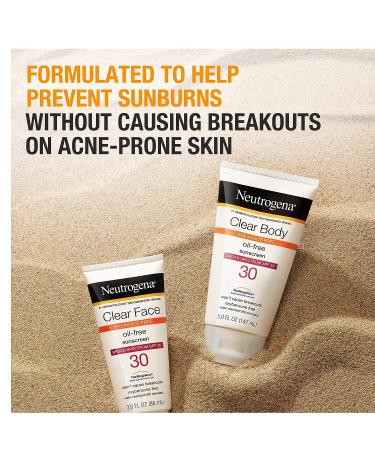 Neutrogena Clear Body Breakout-Free Liquid Sunscreen Lotion for Acne Prone Skin SPF 30 - 5 fl oz - Buy Online on GoSupps.com