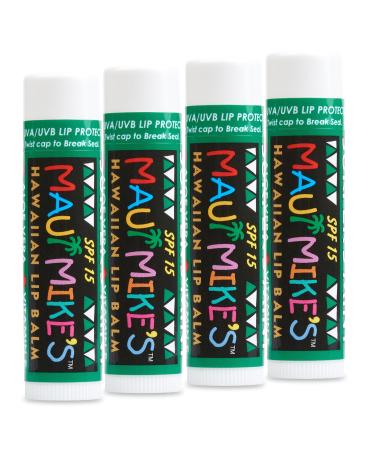 Maui Mike's SPF-15 Lip Balm in Surfer's Mint(4 Pack) Contains Vitamin E Aloe Vera SPF-15 Sun Protection Glides on Smooth Like The Perfect Wave. - Buy Online on GoSupps.com
