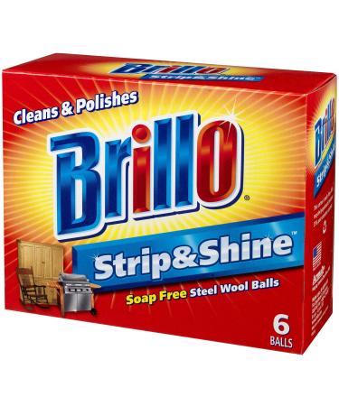 Brillo Supreme Strip & Shine Steel Wool Balls 070881233064 Brillo Strip & Shine Steel Wool Balls, 6-Count