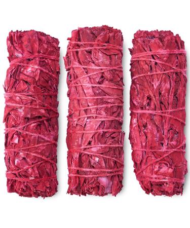 Dragon's Blood Sage Smudge Sticks for Cleansing House, Meditation, Yoga, Negative Energy Cleanse | 4 Inch Dragon Blood Sage Bundles (3)