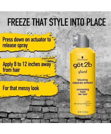 Got2B Glued Blasting Freeze Hairspray 12 oz Pack of 2 & Glued Styling Spiking Hair Gel 2-6oz tubes + 1 Travel 1.25oz tube Blasting Freeze Spray 12 Fl Oz (Pack of 2) Hairspray + Hair Gel 2 - 6oz - Buy Online on GoSupps.com