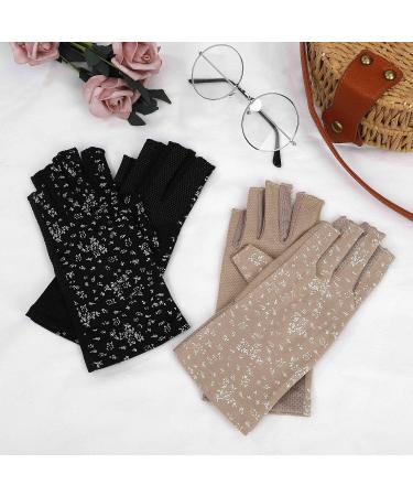 Maoxintek Women's UV Protection Fingerless Drive Gloves - Summer Cycling & Fishing - Non-Slip Lightweight (2 Pairs - Black & Khaki) - Buy Online on GoSupps.com