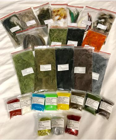 Fly Tying Material Feather and Dubbing Bulk Starter Kit