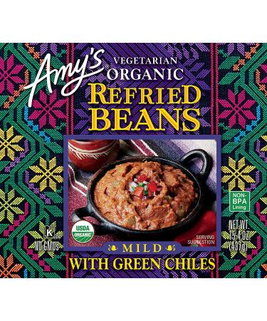 Amy's Refried Beans  Mild with Green Chiles  Gluten Free  Organic & Vegetarian  15.4 Ounce - Buy Online on GoSupps.com