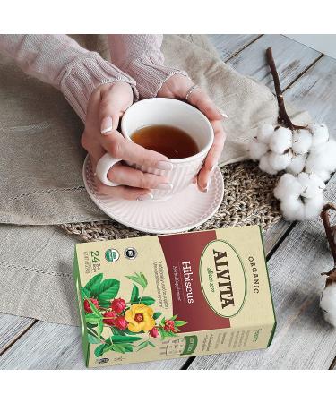 Alvita Organic Hibiscus Tea - 24 Premium Herbal Tea Bags | Tart Flavor & Floral Aroma - Buy Online on GoSupps.com