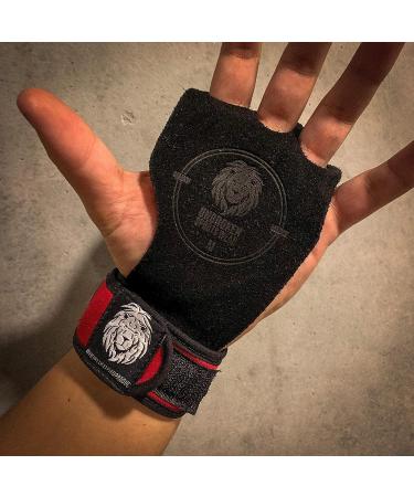 Unbroken Sports Wear Gymnastics Grips - Black Suede Leather + Neoprene Wrist Support, Red Medium - Buy Online on GoSupps.com