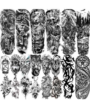 VANTATY 20 Sheets Extra Large Full Arm Temporary Tattoos For Men Adults  Tiger Snake Leopard Lion King Temporary Tattoos Sleeve For Women  Temp Waterproof Fake Tattoo Stickers For Kids Warrior Tatoos - Buy Online on GoSupps.com