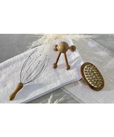 Massagebox Wood Set 3pc: Head & Back Massager | Universal Body Massage Device | Wellness & Relaxation Brush - Buy Online on GoSupps.com