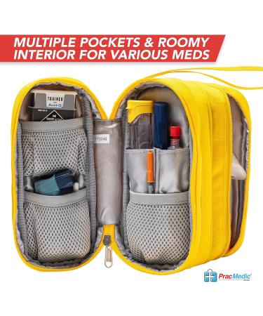 PracMedic Bags Epipen Carry Case - Insulin Cooler Travel Case for Diabetic Supplies - Yellow Diabetic Supply Bag - Buy Online on GoSupps.com
