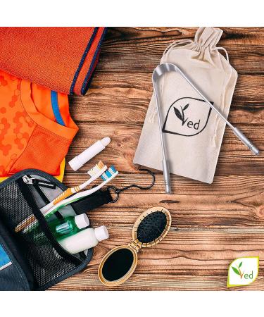 Ved Copper Tongue Scraper - 100% Pure Copper Natural Tongue Cleaner with Eco-Friendly Travel Bag | Comfortable Handle - Buy Online on GoSupps.com