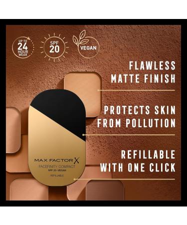  Max Factor Max Factor - Refill Facefinity Compact Foundation Vegan Formula Buildable Coverage Matte Finish Up to 24 Hour Waterproofing SPF 20 033 Crystal Beige 10 g - Buy Online on GoSupps.com