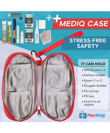 PracMedic Bags EpiPen Carrying Case - Travel Medicine Bag for Allergy and Diabetic Supplies (MEDIQ Red) - Buy Online on GoSupps.com