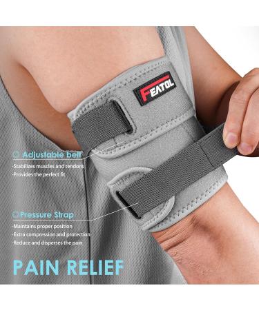 FEATOL Bicep Tendonitis Brace | Compression Sleeve Support for Pain Relief | Upper Arm Wrap for Men & Women | Gray Large - Buy Online on GoSupps.com