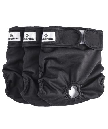Pet Parents Washable Dog Diapers (3pack) of Durable Doggie Diapers, Premium Male & Female Dog Diapers Large Black