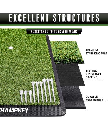 CHAMPKEY Premium Synthetic Turf Golf Hitting Mat M(13 x 17) LITE Version | Heavy Duty Rubber Base | Includes 1 Rubber Tee and 9 Plastic Tees - Buy Online on GoSupps.com